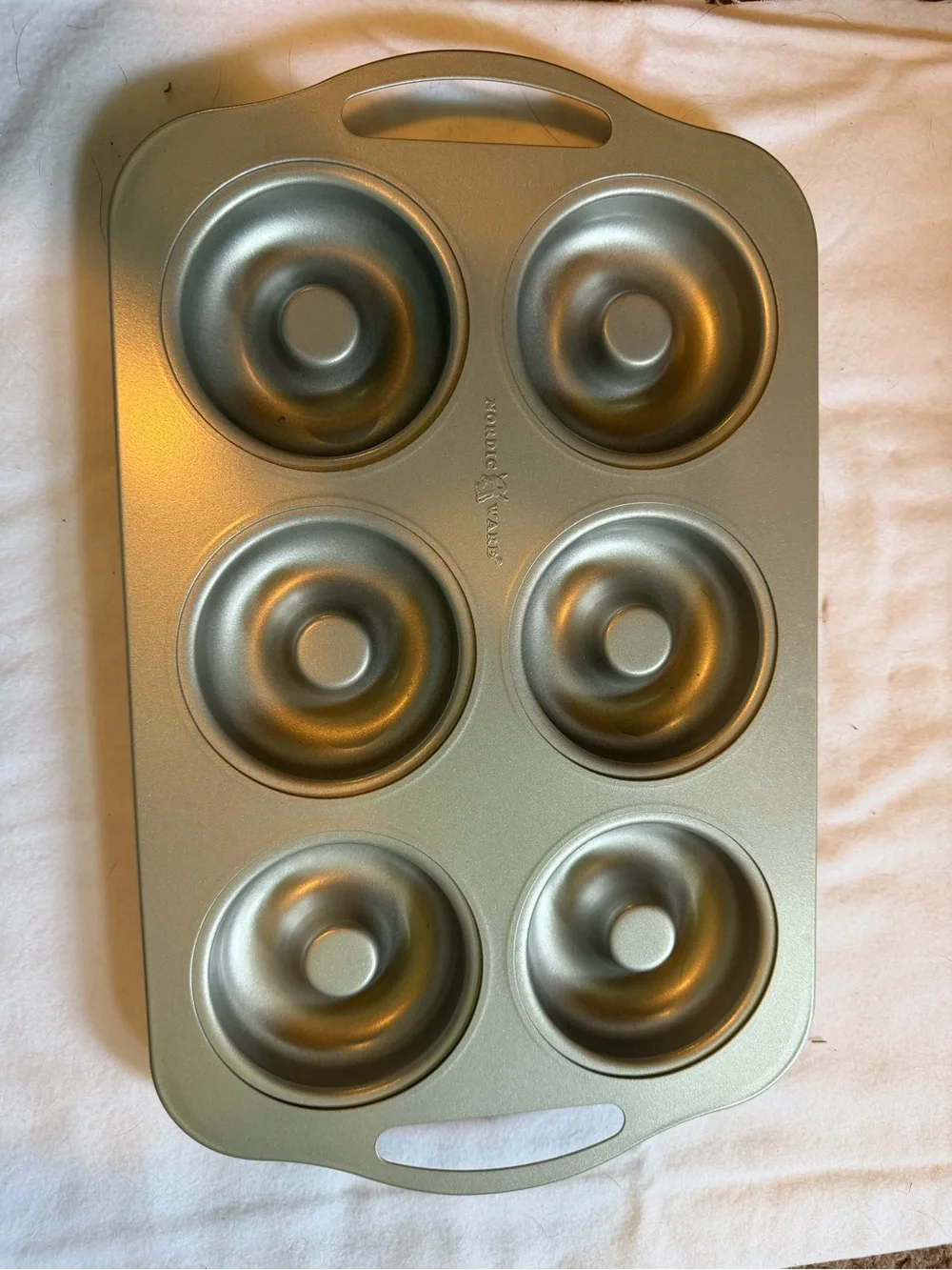 Nordic Ware 6-Cavity Donut Baking Pan with Handles